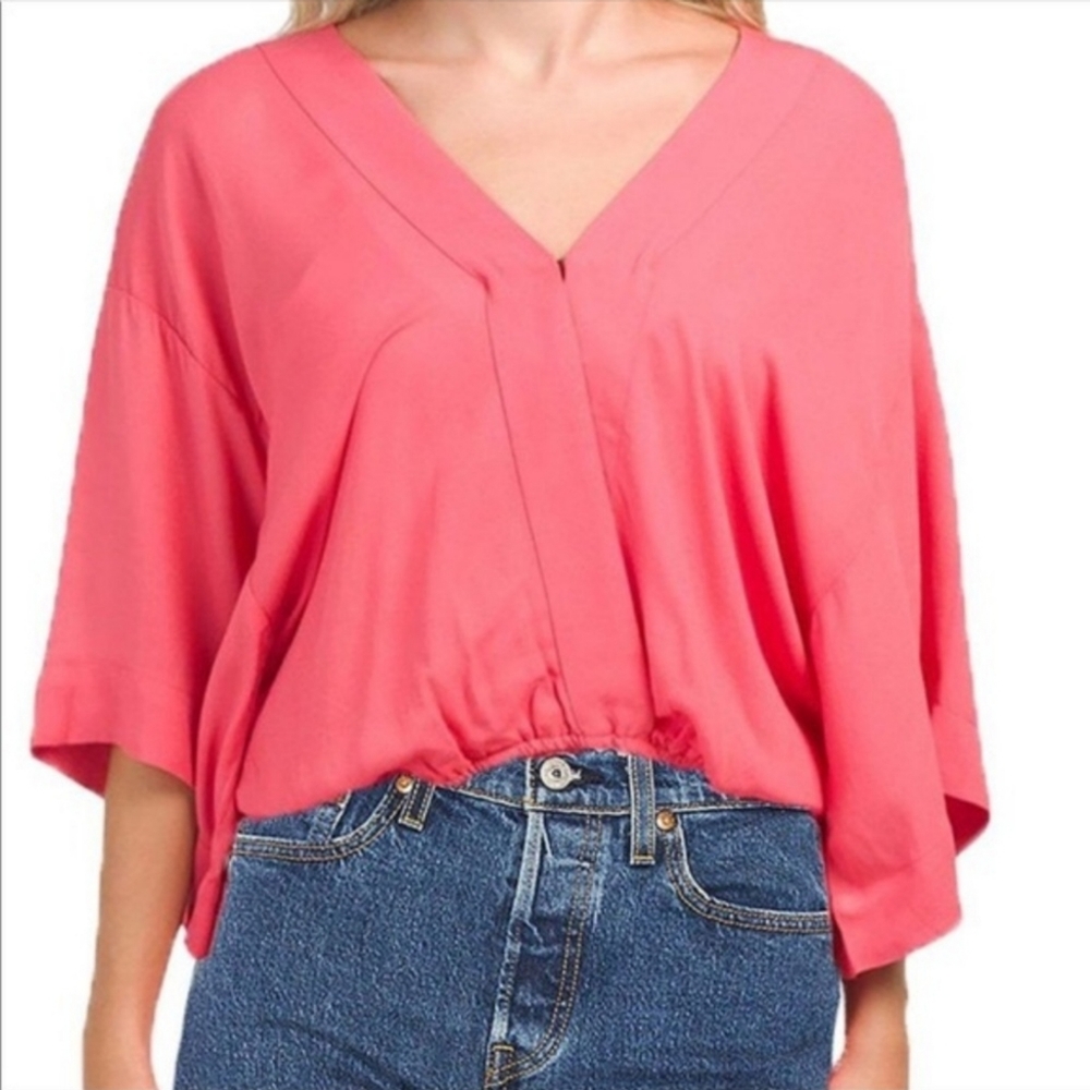 NWT! Young Fabulous & Broke Pink Faux Wrap Top S